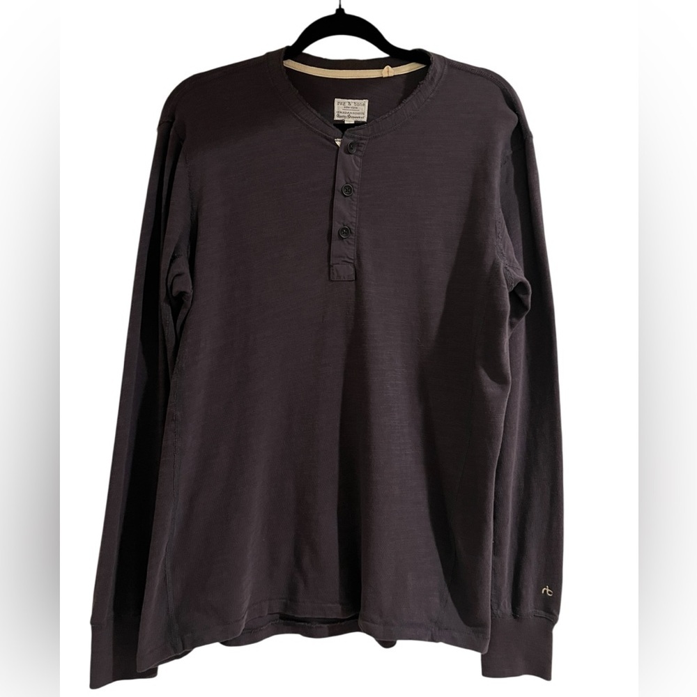 Rag & Bone Men's 100% Cotton Charcoal Gray Henley Shirt- Size S - Picture 3 of 8